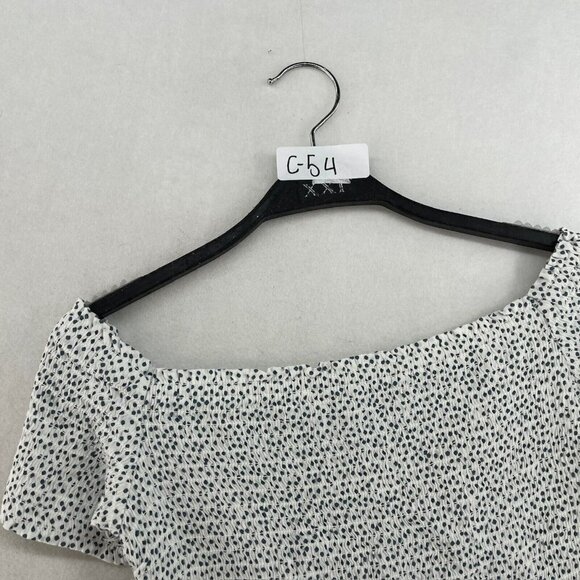 Old Navy Blouse Women's XS White Black Smocked Polka Dot Off the Shoulder Peplum - Picture 10 of 10